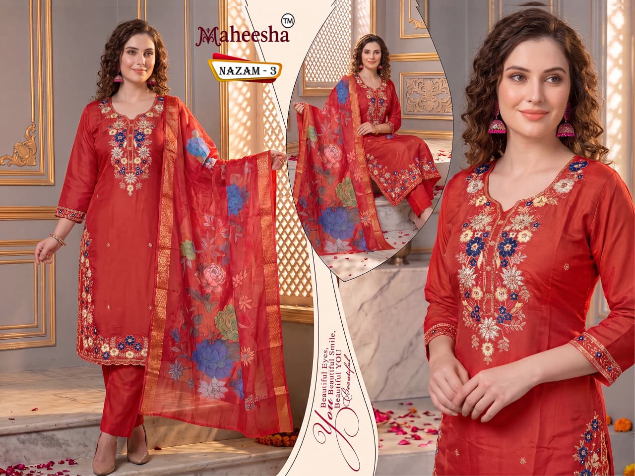 Nazam Maheesha Satin Readymade Pant Style Suits Supplier Gujarat