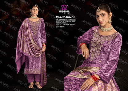 Nazar Megha Crush Velvet Suits Manufacturer India