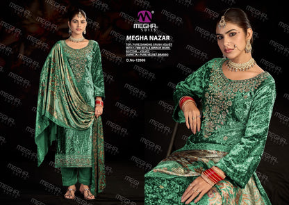Nazar Megha Crush Velvet Suits Manufacturer India