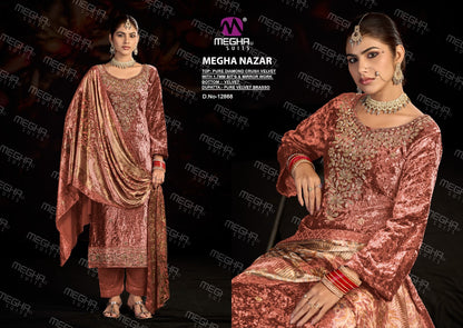 Nazar Megha Crush Velvet Suits Manufacturer India