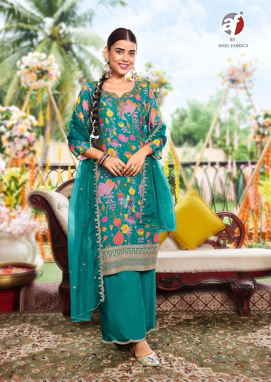 Nazar Vol 7 Af Organza Readymade Plazzo Style Suits Exporter Ahmedabad