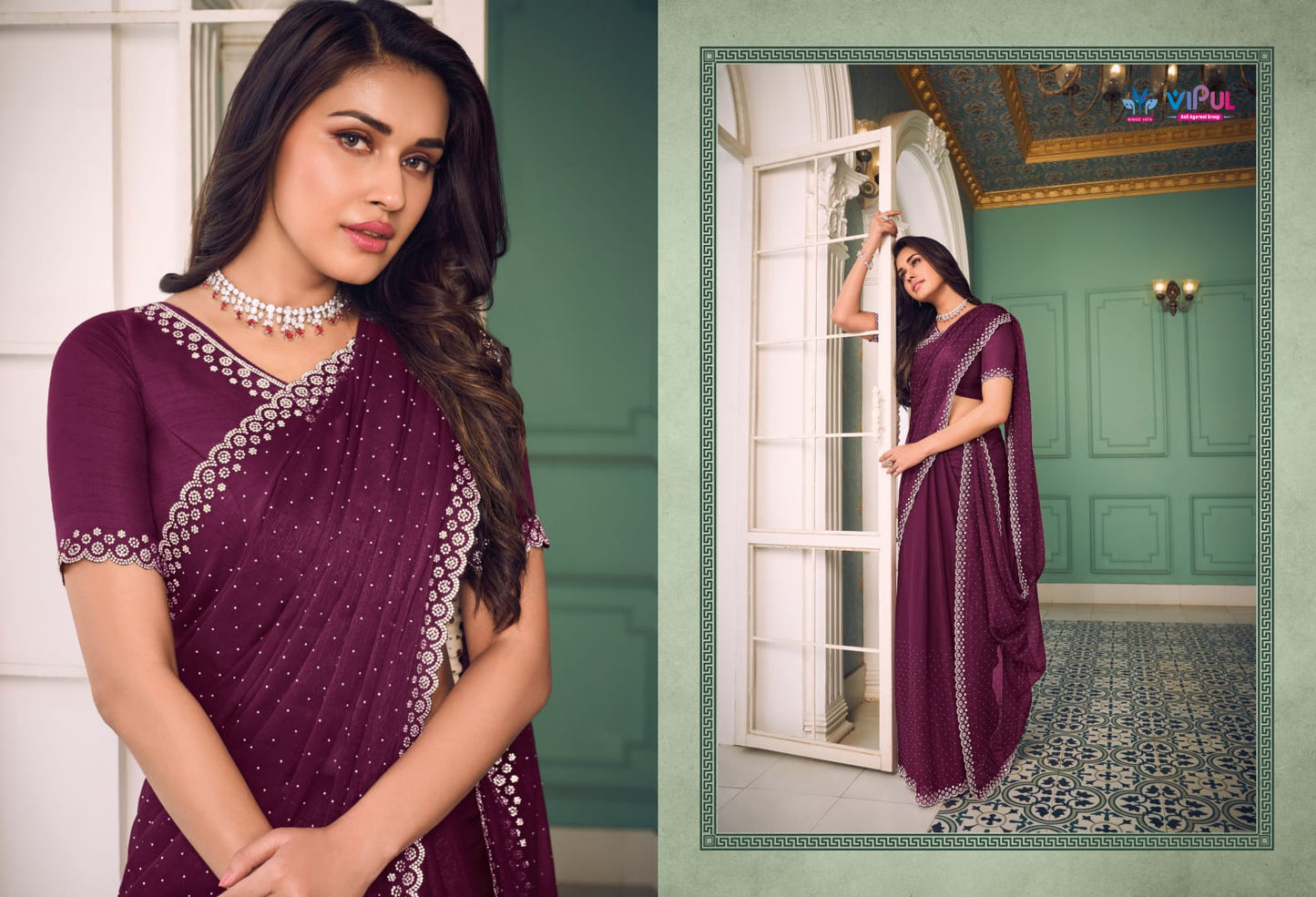 Nazara Vipul Chiffon Sarees Wholesale Price