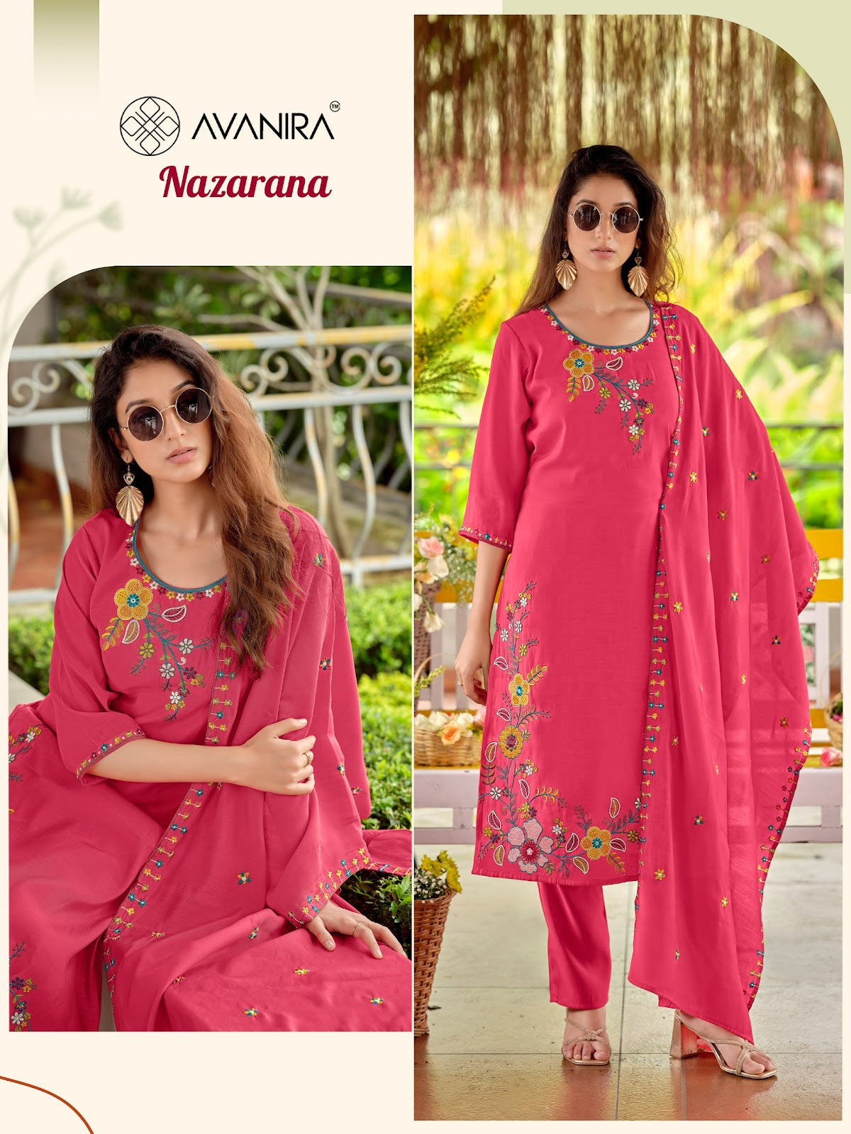 Nazarana Avanira Mal Chanderi Readymade Pant Style Suits Exporter Ahmedabad