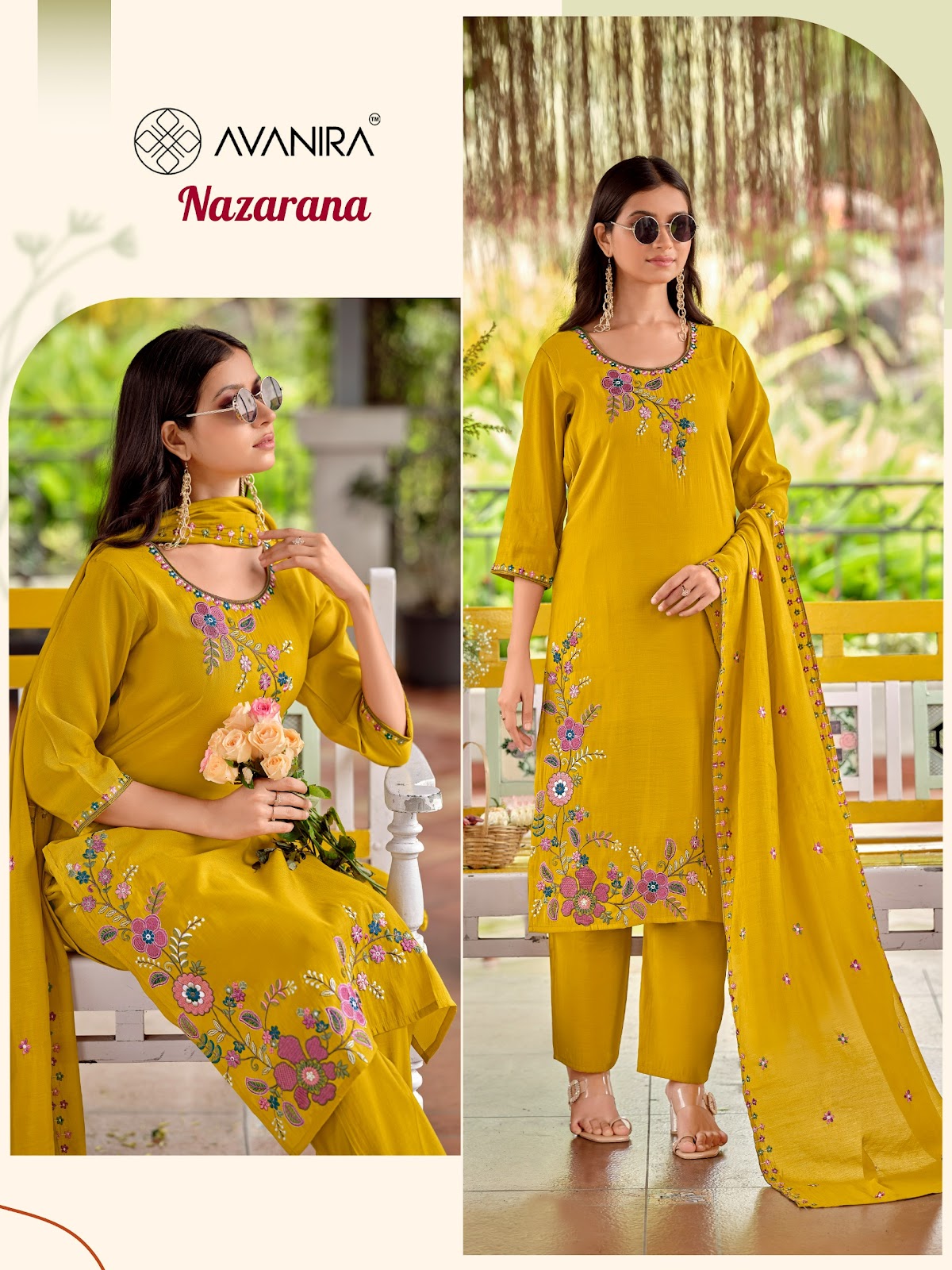 Nazarana Avanira Mal Chanderi Readymade Pant Style Suits Exporter Ahmedabad