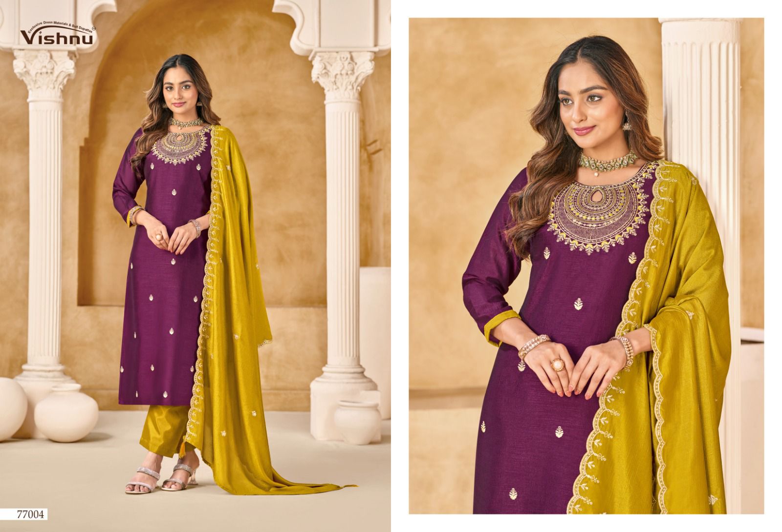 Nazariya Vishnu Impex Vichitra Silk Pant Style Suits Supplier India