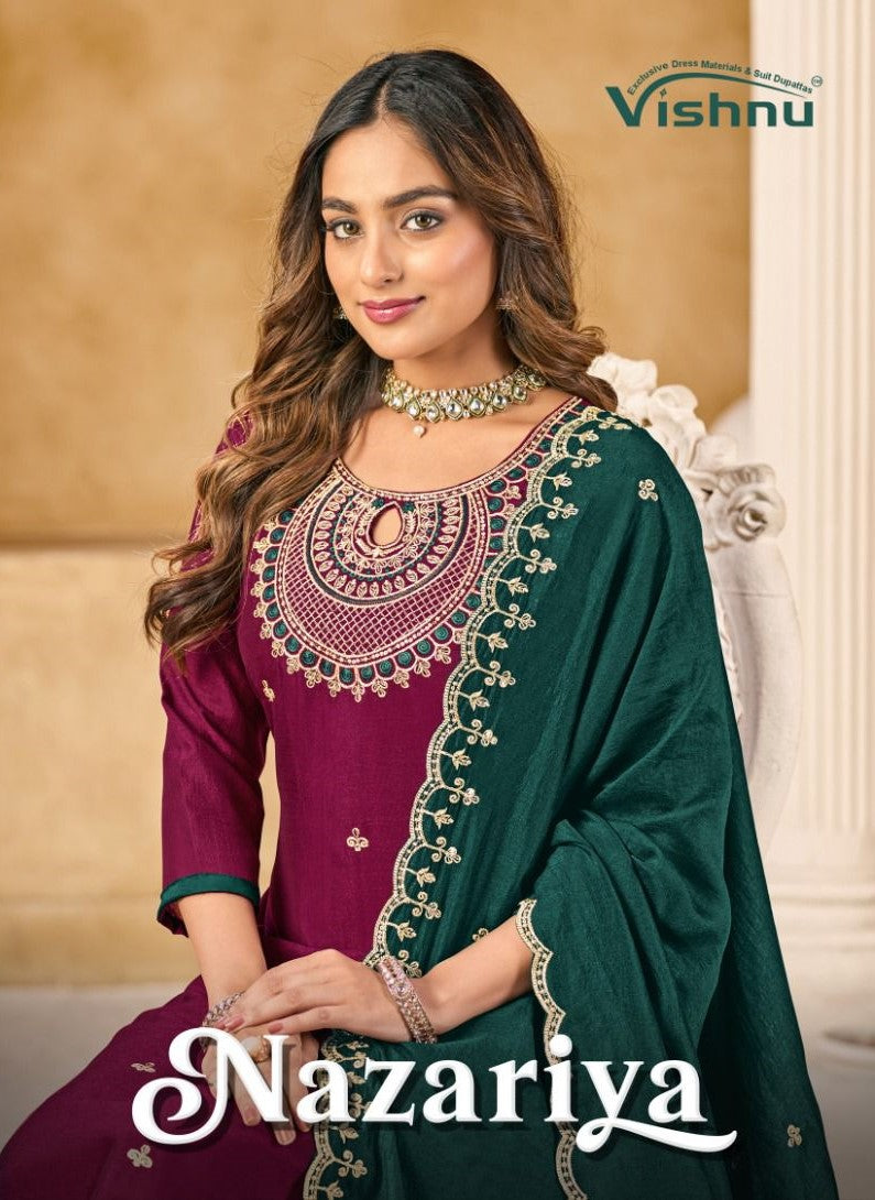Nazariya Vishnu Impex Vichitra Silk Pant Style Suits Supplier India