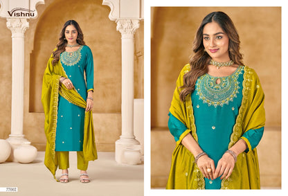 Nazariya Vishnu Impex Vichitra Silk Pant Style Suits Supplier India