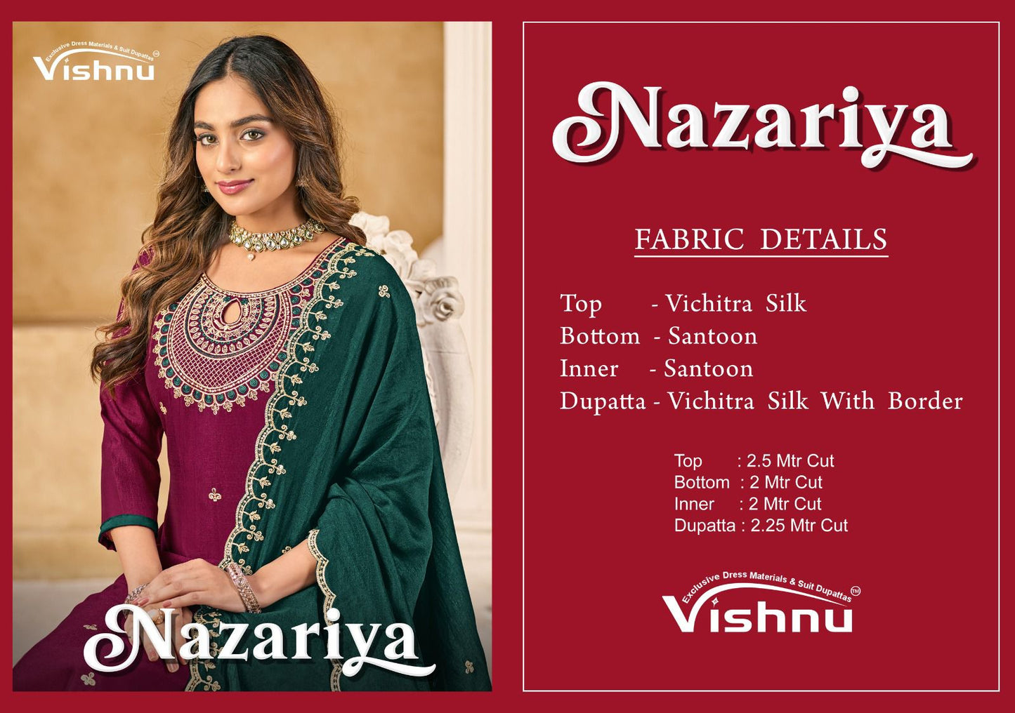 Nazariya Vishnu Impex Vichitra Silk Pant Style Suits Supplier India