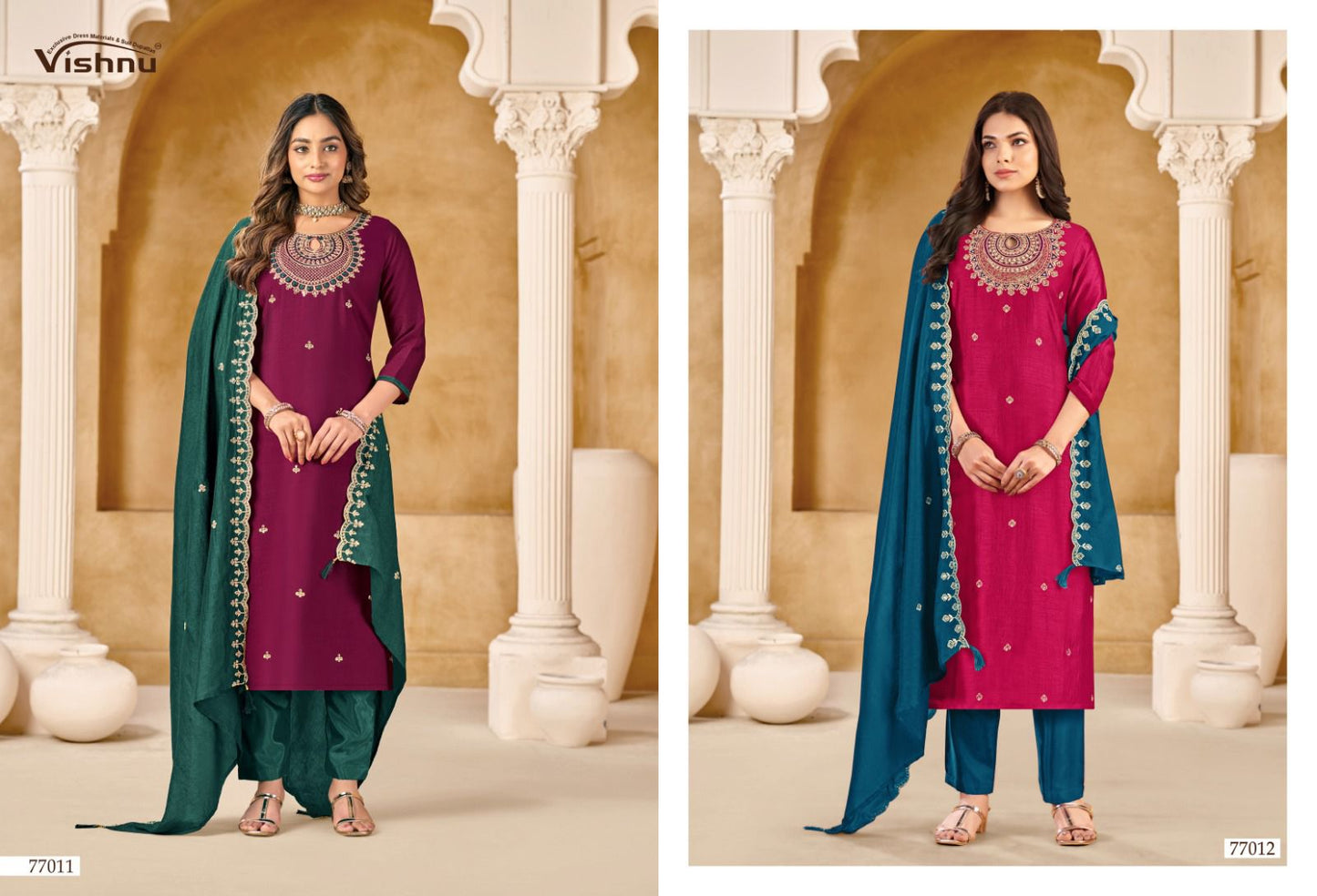 Nazariya Vishnu Impex Vichitra Silk Pant Style Suits Supplier India