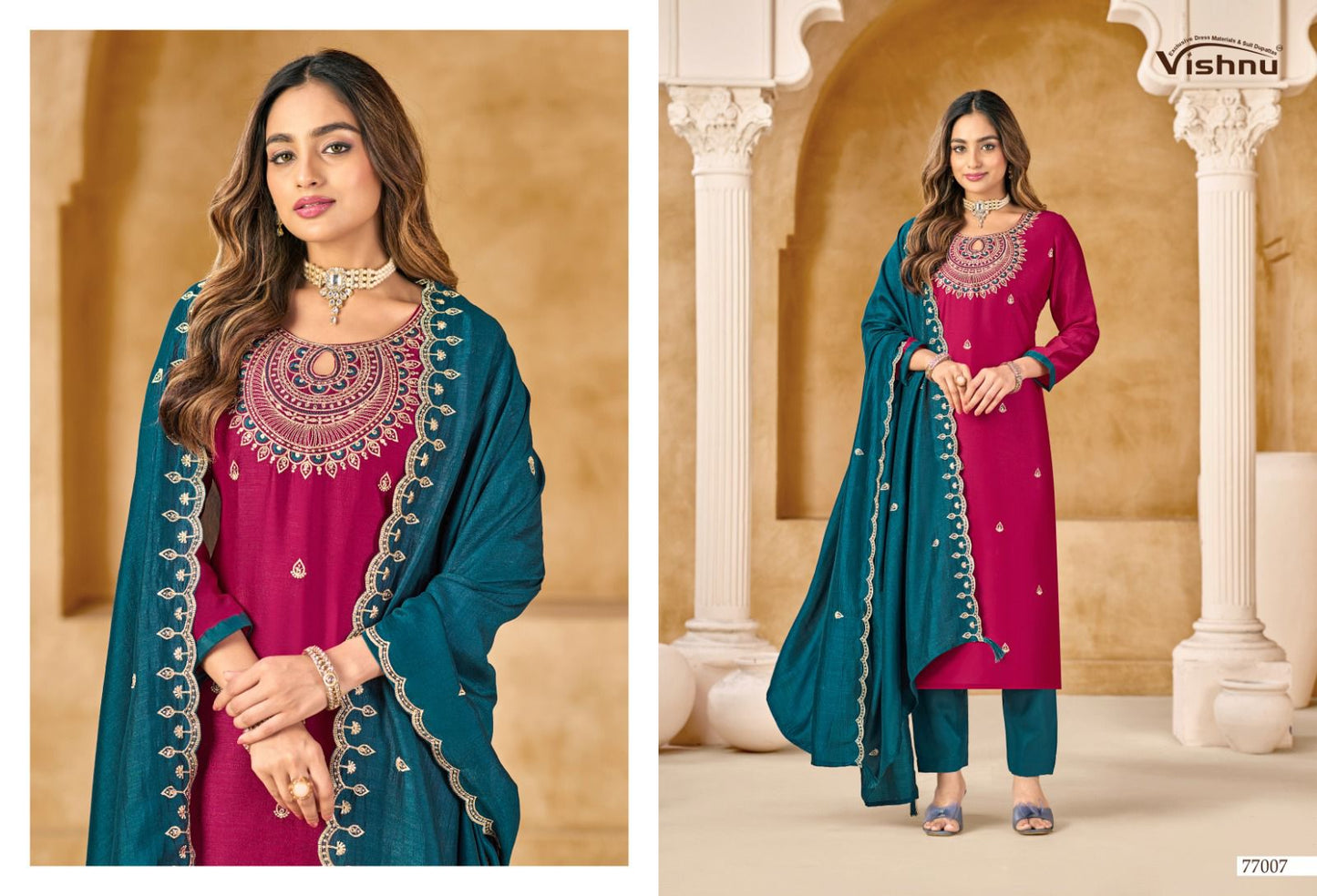 Nazariya Vishnu Impex Vichitra Silk Pant Style Suits Supplier India