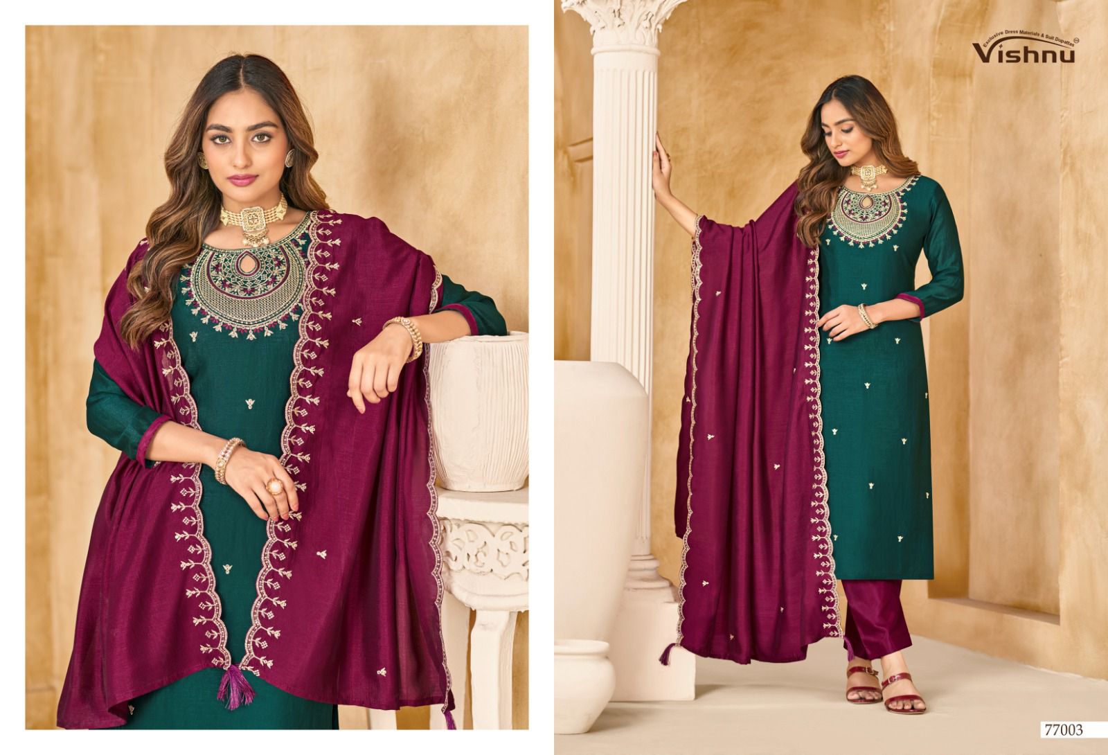 Nazariya Vishnu Impex Vichitra Silk Pant Style Suits Supplier India
