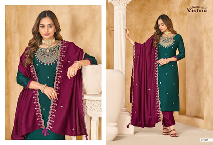 Nazariya Vishnu Impex Vichitra Silk Pant Style Suits Supplier India