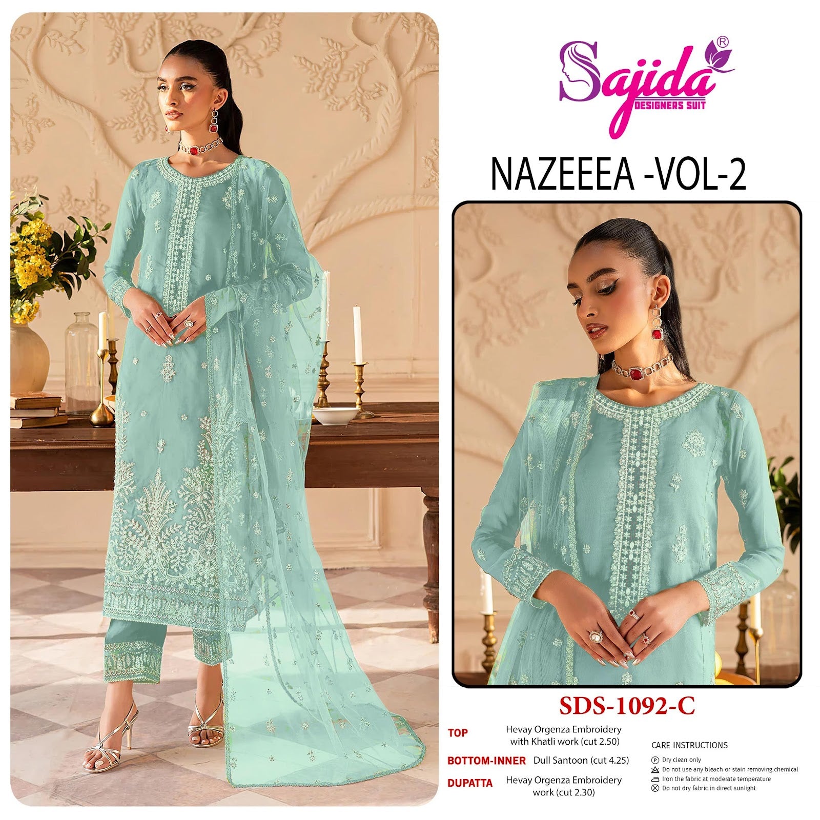 Nazeeea Vol 2 Sajida Organza Pakistani Salwar Suits Supplier