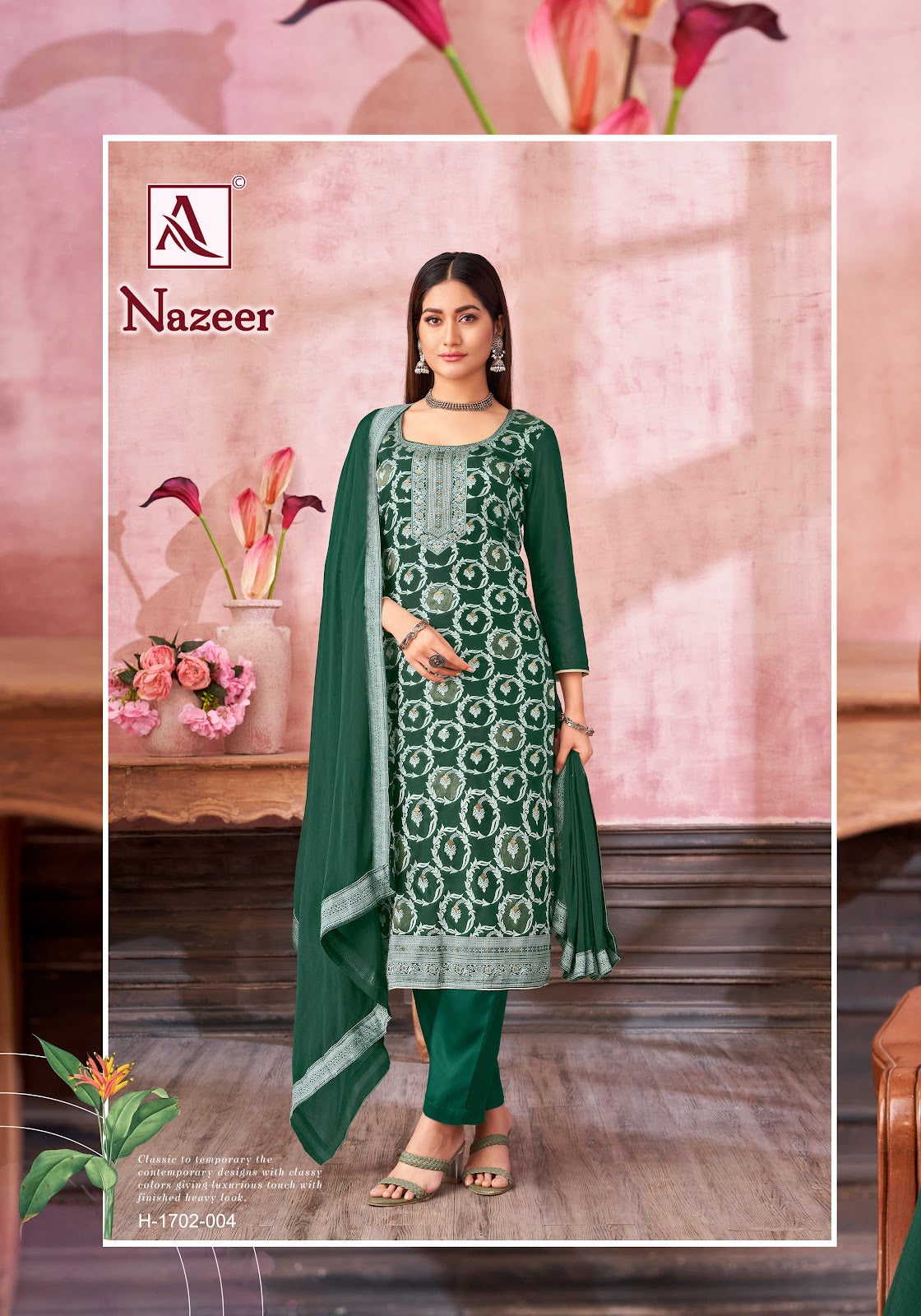 Nazeer Alok Muslin Jacquard Karachi Salwar Suits Wholesaler India