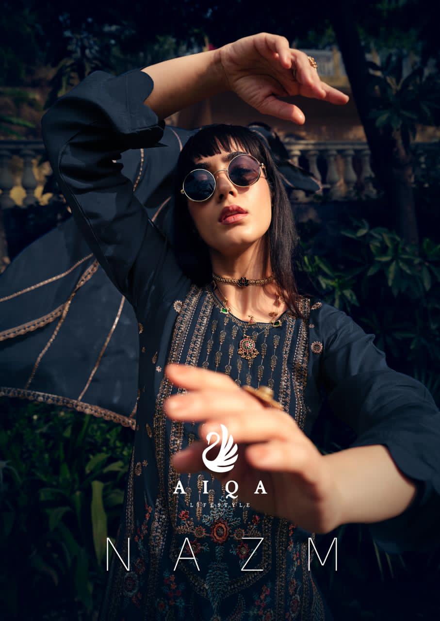 Nazm Aiqa Muslin Silk Pakistani Salwar Suits Supplier Gujarat