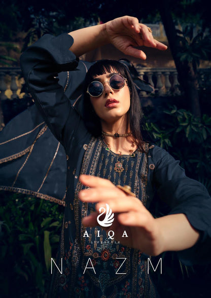 Nazm Aiqa Muslin Silk Pakistani Salwar Suits Supplier Gujarat