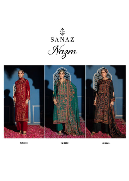 Nazm Sanaz Viscose Muslin Pant Style Suits Wholesaler India