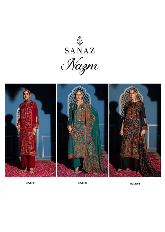 Nazm Sanaz Viscose Muslin Pant Style Suits Wholesaler India