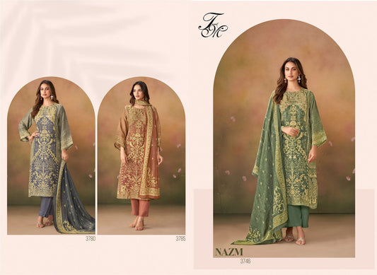 Nazm Tm Simmer Tissue Pant Style Suits Wholesale