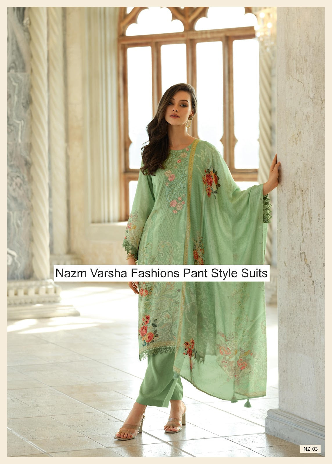Nazm Varsha Fashions Viscose Muslin Pant Style Suits Supplier Gujarat