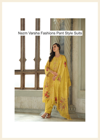 Nazm Varsha Fashions Viscose Muslin Pant Style Suits Supplier Gujarat