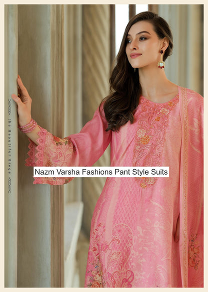 Nazm Varsha Fashions Viscose Muslin Pant Style Suits Supplier Gujarat
