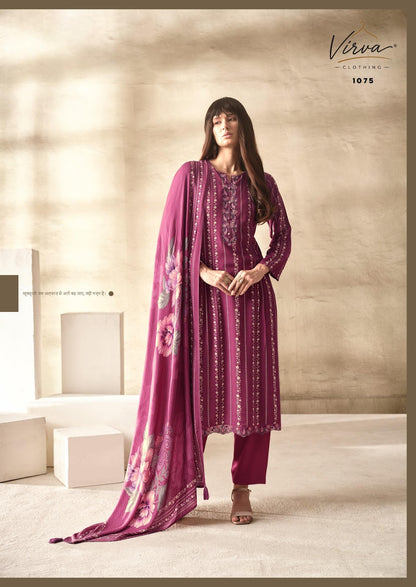 Nazm Virva Viscose Pashmina Suits Wholesale Price