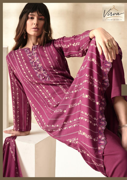 Nazm Virva Viscose Pashmina Suits Wholesale Price
