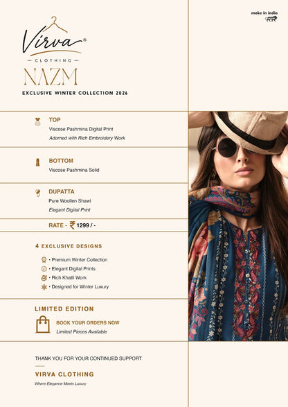 Nazm Virva Viscose Pashmina Suits Wholesale Price