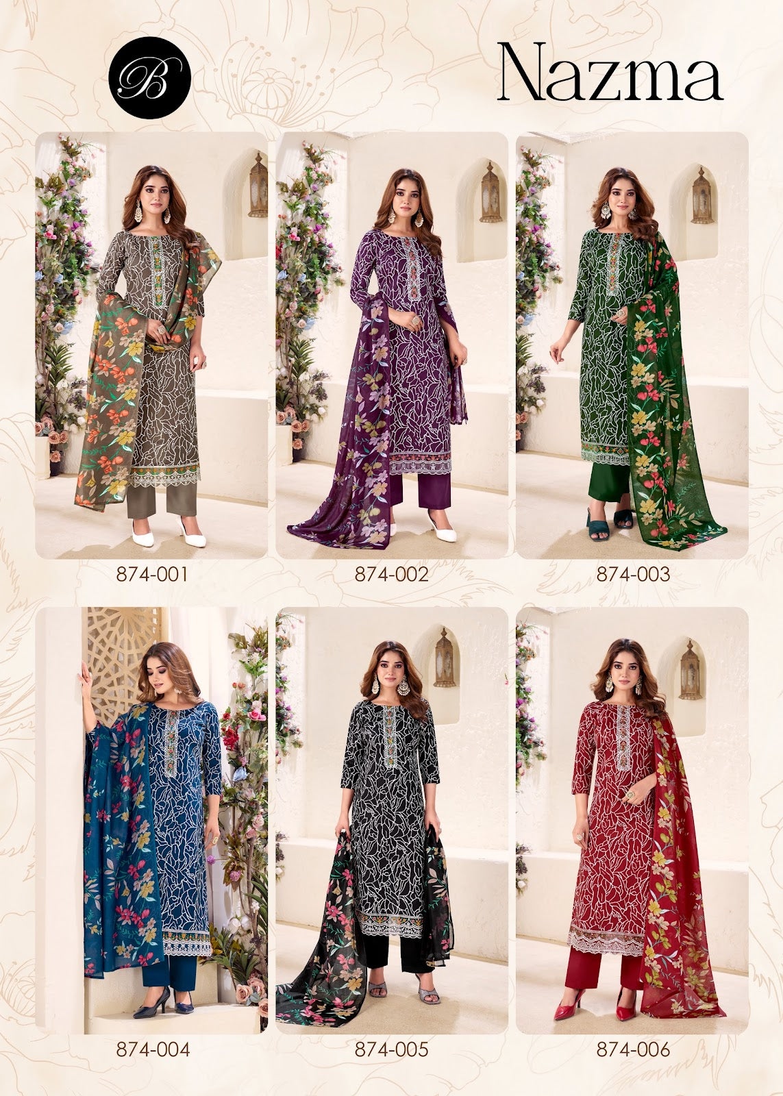 Nazma Belliza Designer Studio Cotton Karachi Salwar Suits Manufacturer Ahmedabad