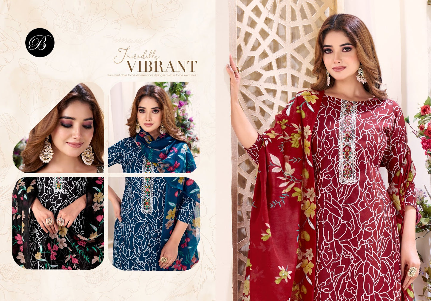 Nazma Belliza Designer Studio Cotton Karachi Salwar Suits Manufacturer Ahmedabad