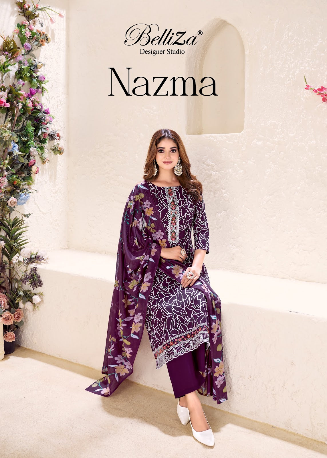 Nazma Belliza Designer Studio Cotton Karachi Salwar Suits Manufacturer Ahmedabad