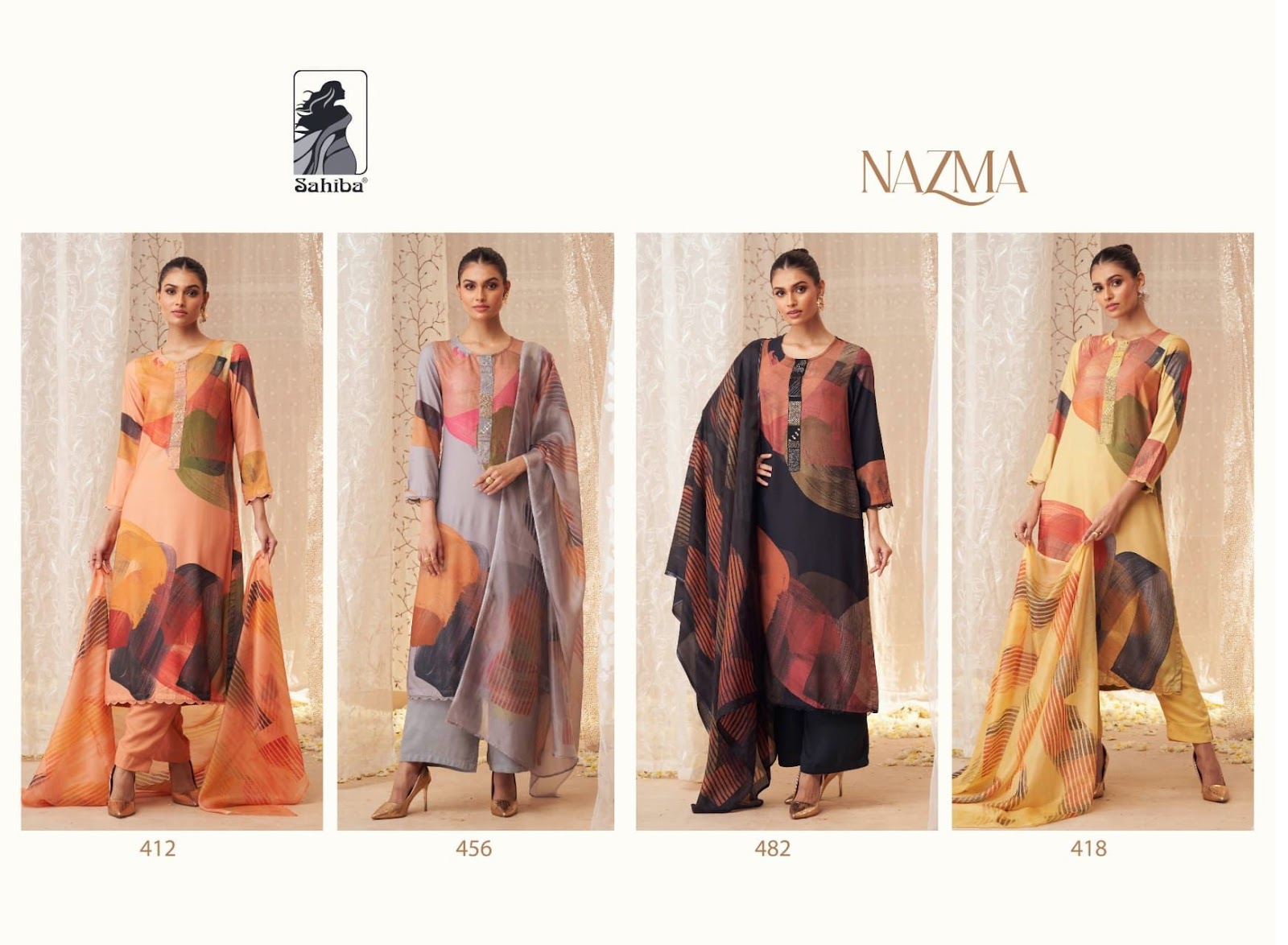 Nazma Sahiba Staple Twill Pashmina Suits Wholesale Price