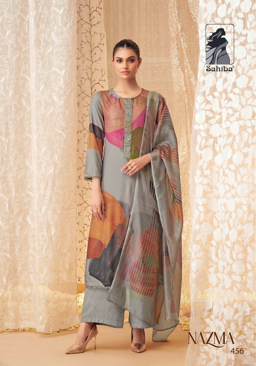 Nazma Sahiba Staple Twill Pashmina Suits Wholesale Price