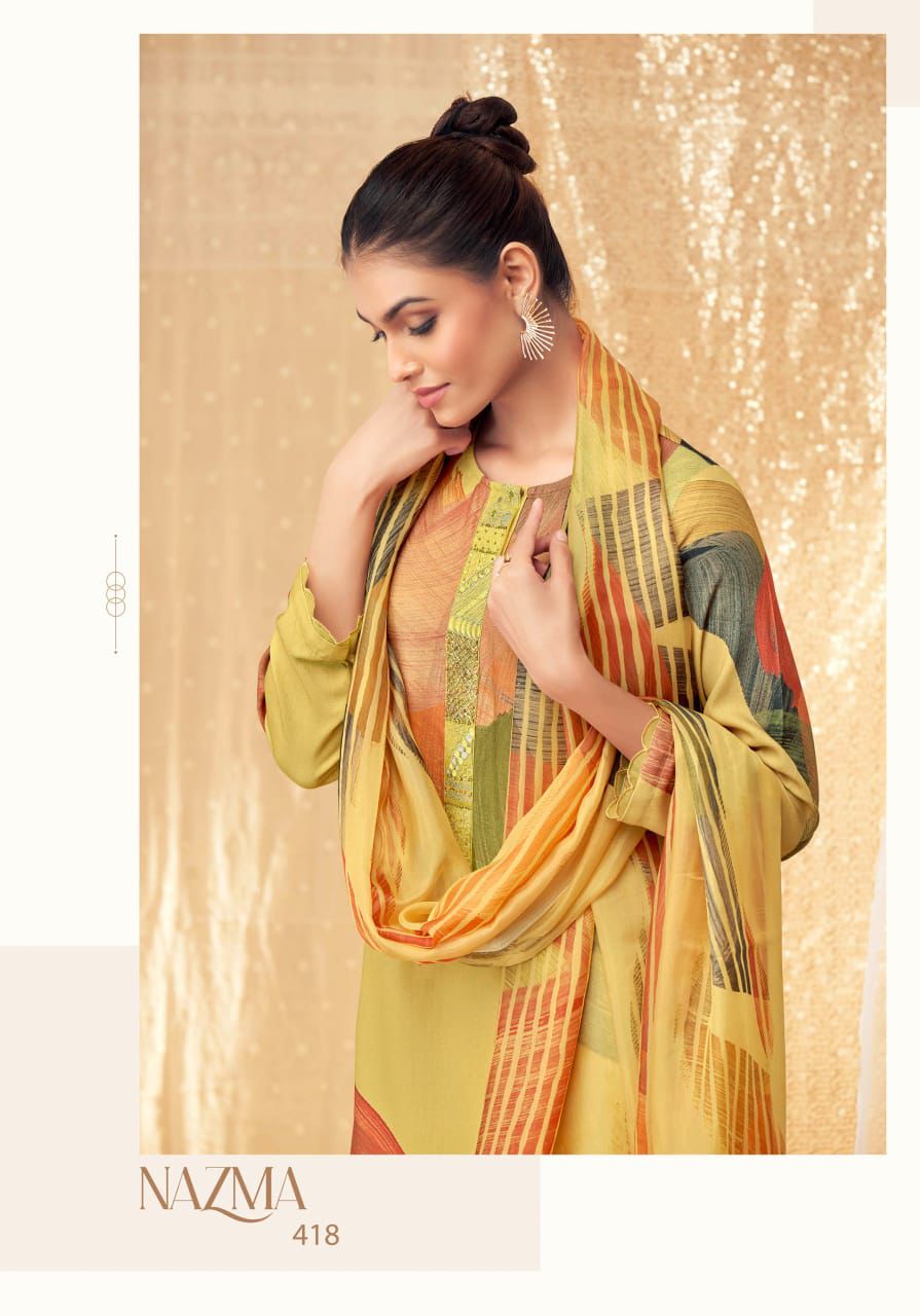 Nazma Sahiba Staple Twill Pashmina Suits Wholesale Price