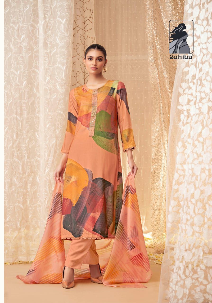 Nazma Sahiba Staple Twill Pashmina Suits Wholesale Price