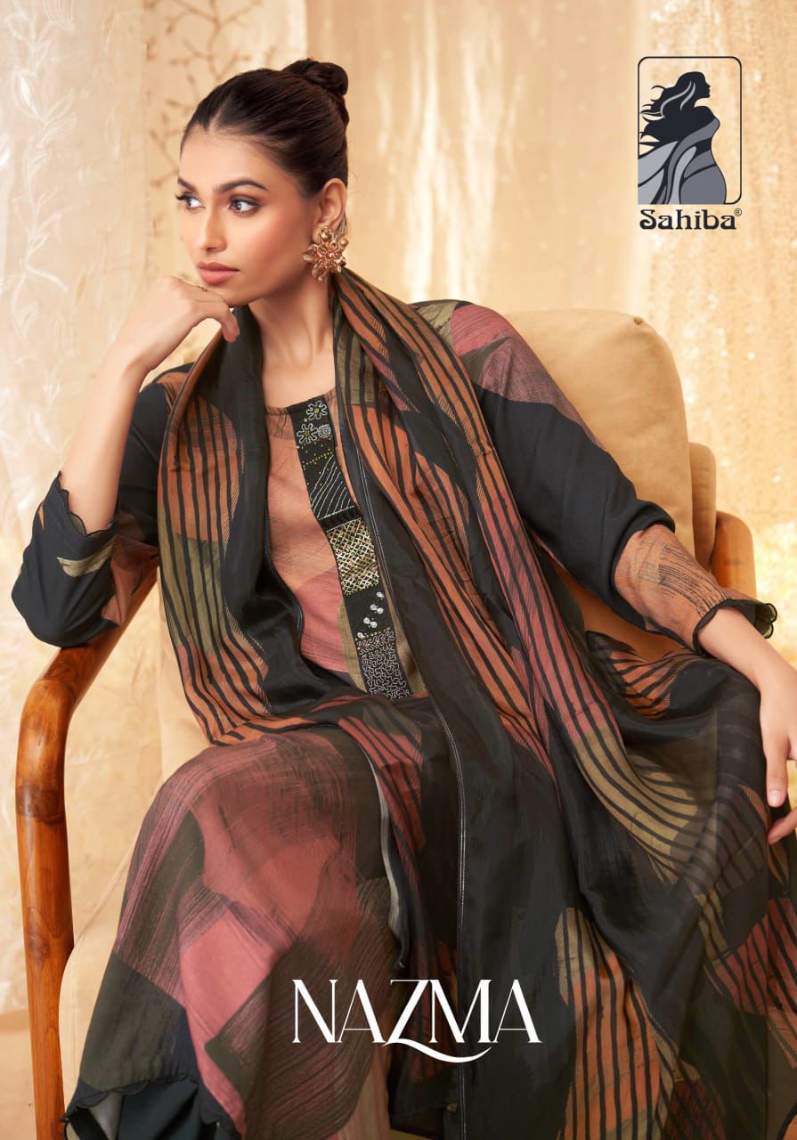 Nazma Sahiba Staple Twill Pashmina Suits Wholesale Price