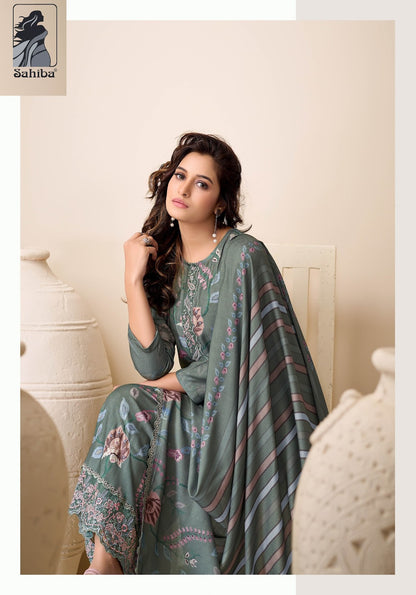 Nazneen Sahiba Twill Pashmina Suits Wholesale Rate