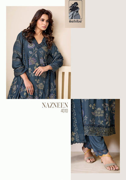 Nazneen Sahiba Twill Pashmina Suits Wholesale Rate