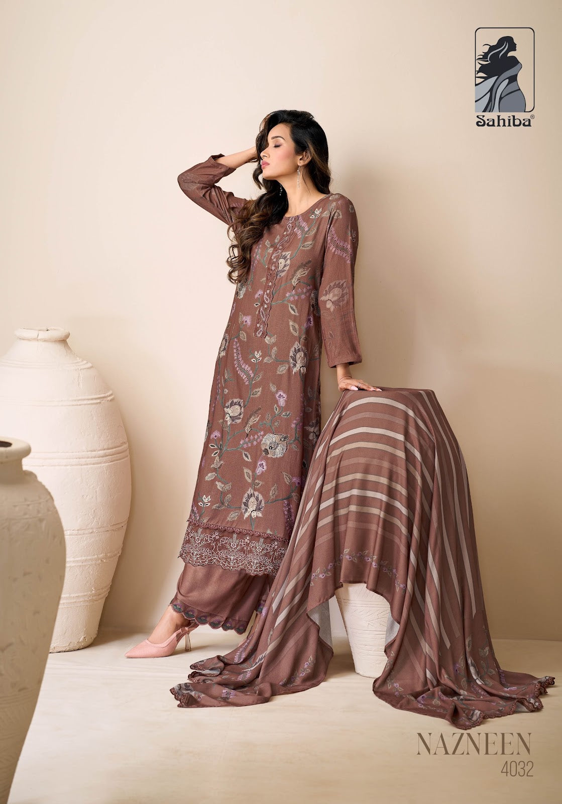 Nazneen Sahiba Twill Pashmina Suits Wholesale Rate