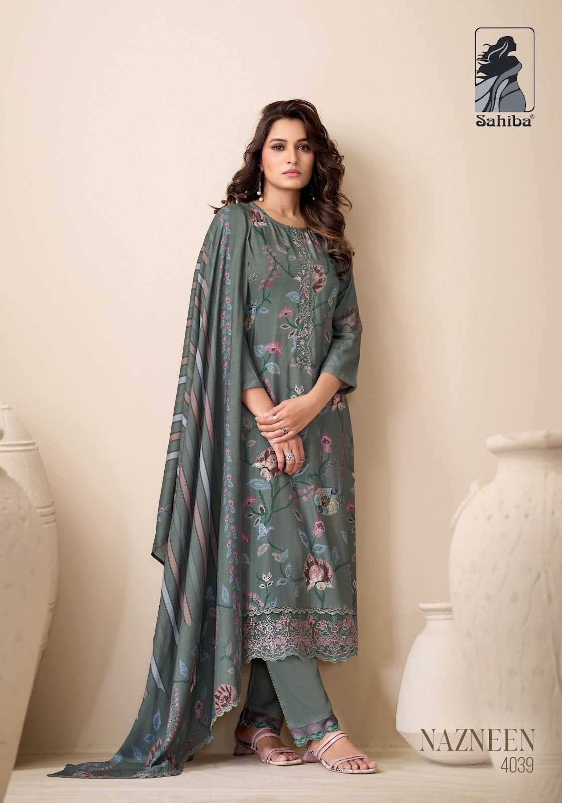 Nazneen Sahiba Twill Pashmina Suits Wholesale Rate