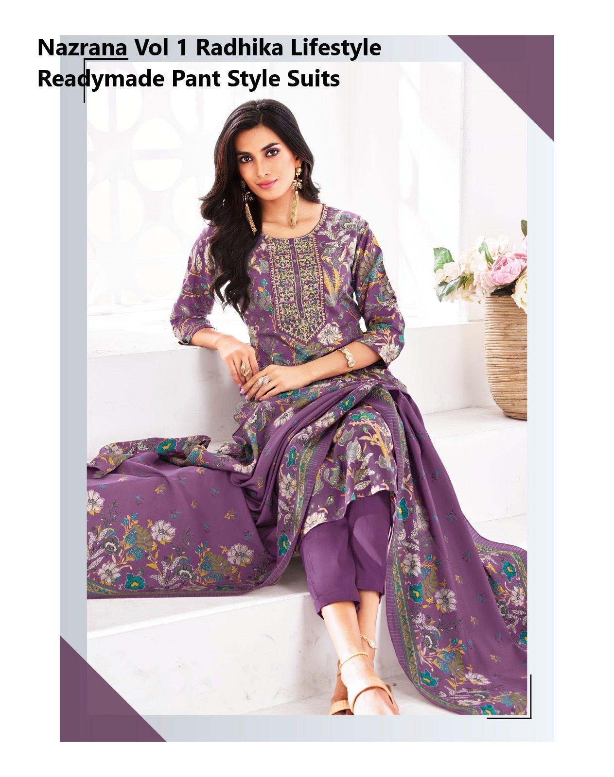 Nazrana Vol 1 Radhika Lifestyle Jam Satin Readymade Pant Style Suits Supplier