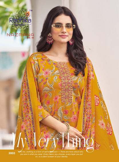 Nazrana Vol 3 Radhika Lifestyle Jam Satin Readymade Pant Style Suits Manufacturer India