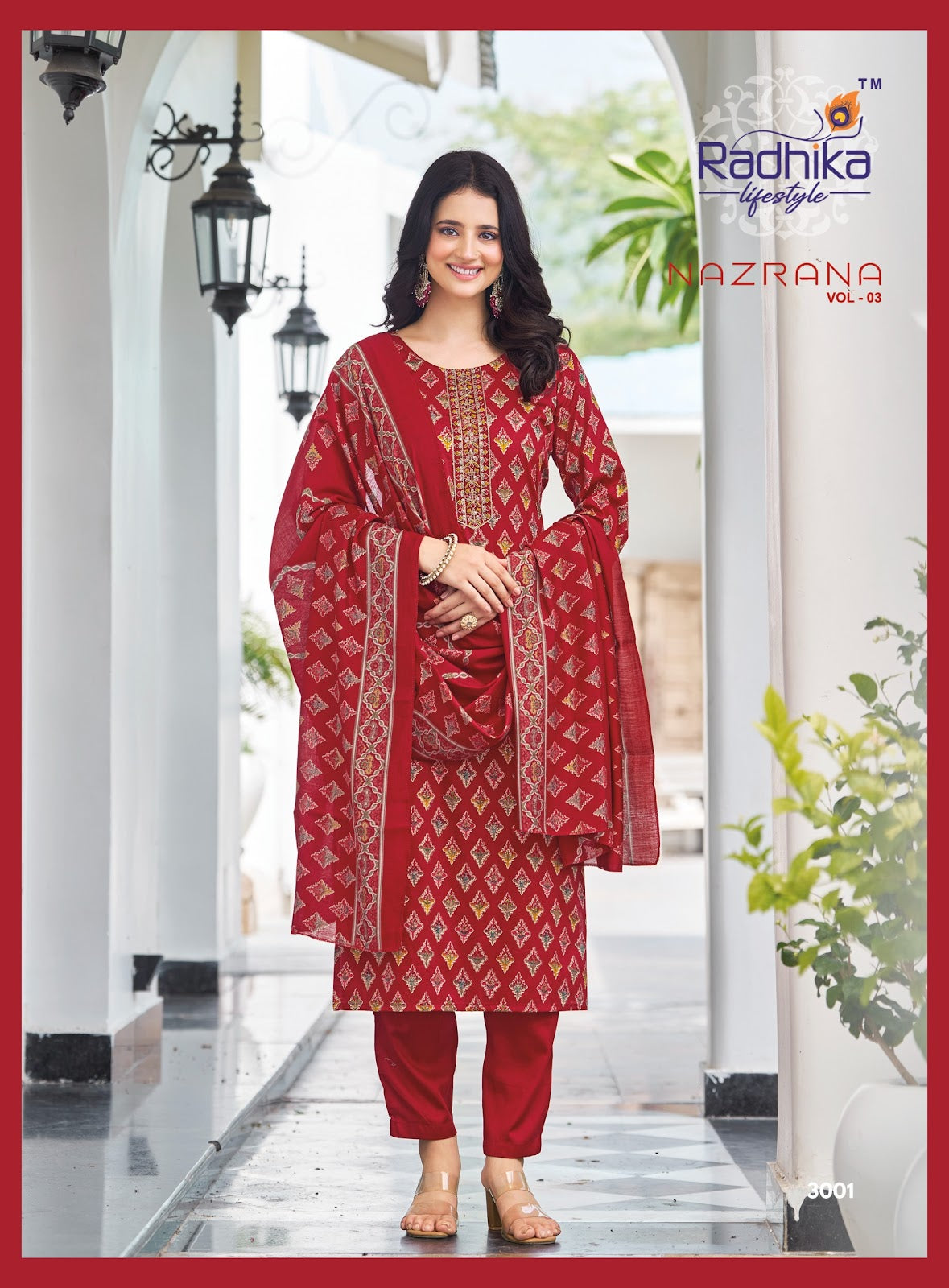 Nazrana Vol 3 Radhika Lifestyle Jam Satin Readymade Pant Style Suits Manufacturer India