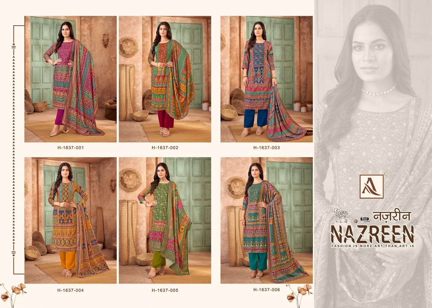 Nazreen Alok Viscose Pashmina Suits Manufacturer India