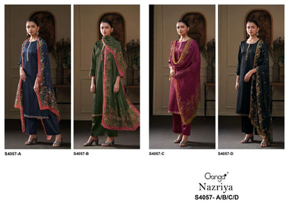 Nazriya 4057 Ganga Premium Cotton Pant Style Suits Exporter India