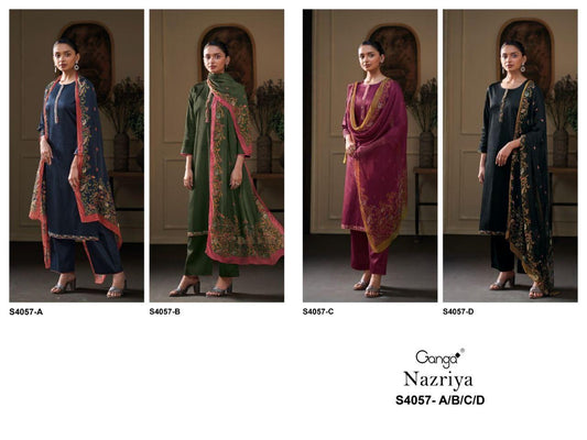 Nazriya 4057 Ganga Premium Cotton Pant Style Suits Exporter India