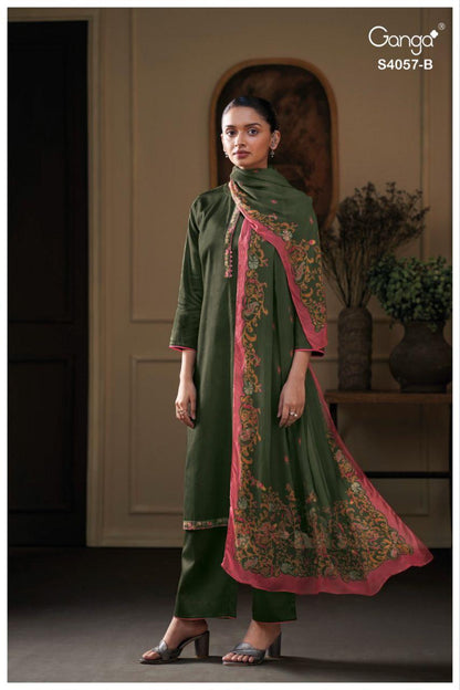 Nazriya 4057 Ganga Premium Cotton Pant Style Suits Exporter India