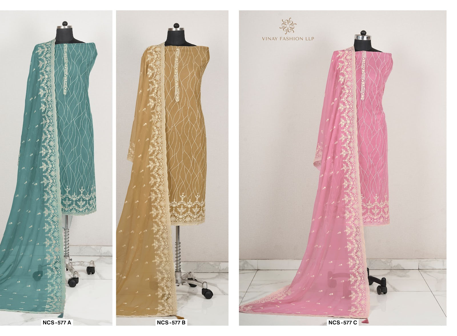 Ncs-577 Vinay Fashion Llp Silk Chiffon Pant Style Suits Exporter