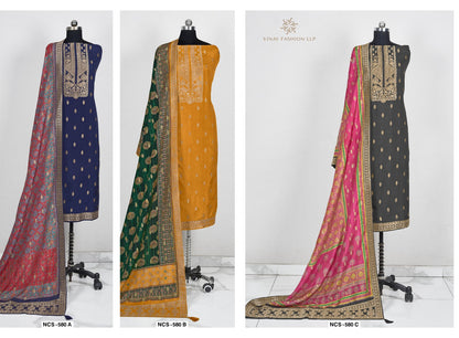Ncs-580Abc Vinay Fashion Llp Moonga Silk Salwar Suits Exporter Ahmedabad
